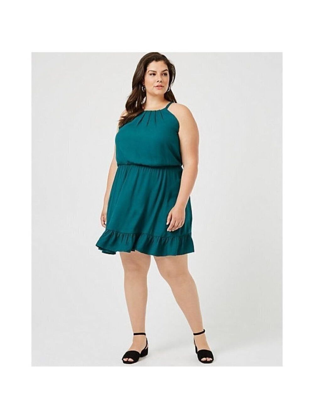 Women Le Chateau Viscose Halter Dress Color Emerald Size 2X